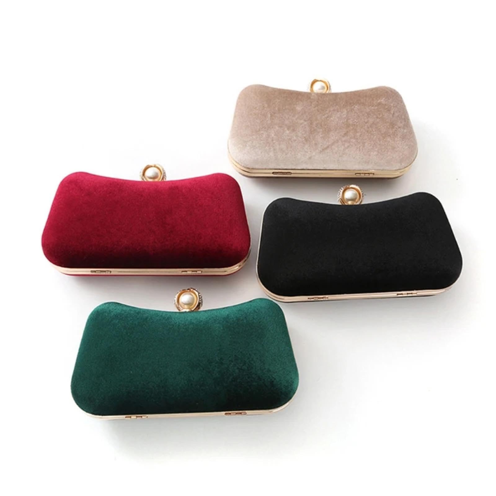 Pochette Donna Borsa A Tracolla da Sera da Donna alla Moda da Sposa in Velluto da Festa Tinta Unita Elegante da Ballo da Sposa A Tracolla Borsa A Mano Bordeaux