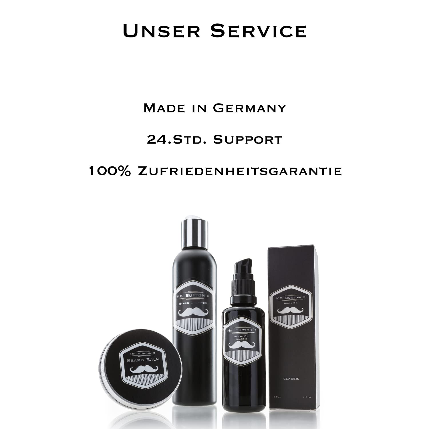Bartpflege Set CLASSIC - 3 teilig von Mr. Burton´s. Inklusive Bartöl + Balsam + Bartshampoo