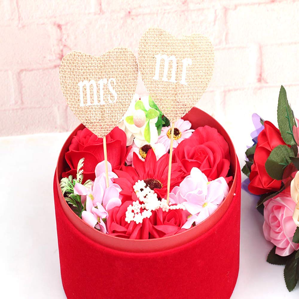 Ubersweet® Imported 2Pcs N Burlap Heart DIY Craftwork Wall Decor for Birthday/Graduation Baby Party_168603