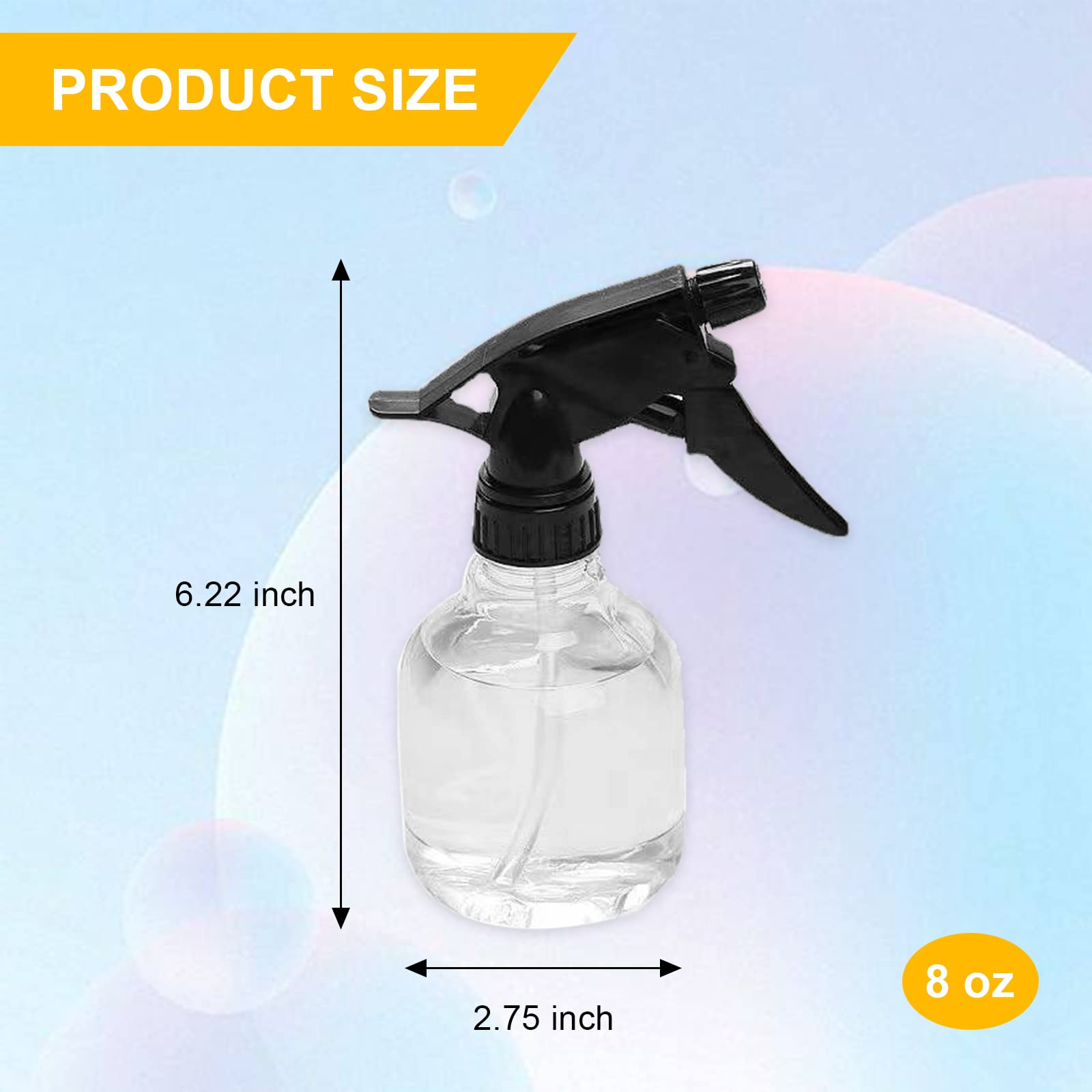 Lot de 20 flacons vaporisateurs vides en plastique transparent de 237 ml avec tête de pulvérisation réglable, flacon pulvérisateur vide transparent