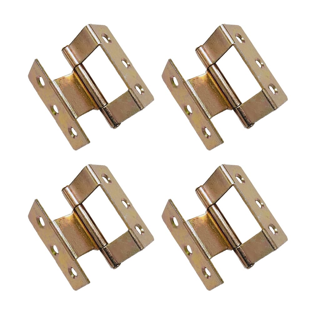 Leliafleury 4Pcs Cranked Flush Hinge 51x16x1.5MM Four Fold Hinges for Windows Cabinets Boxes, Colorful Zinc