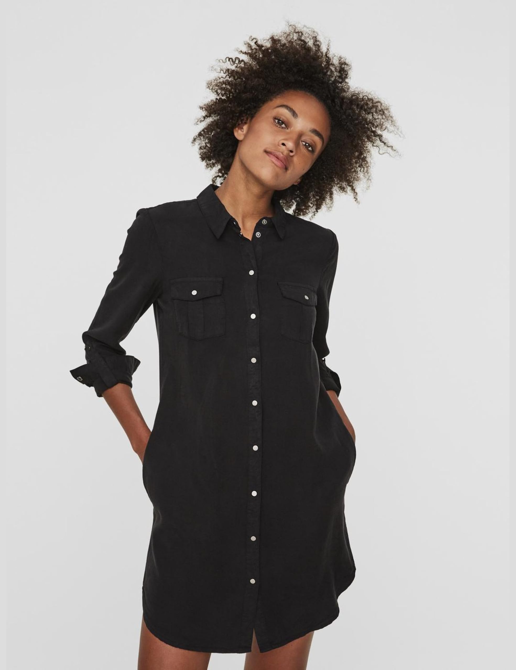 Vero Moda Mujer Vmsilla LS Short Dress Lt Bl Noos Ga Vestido | Vestido vaquero