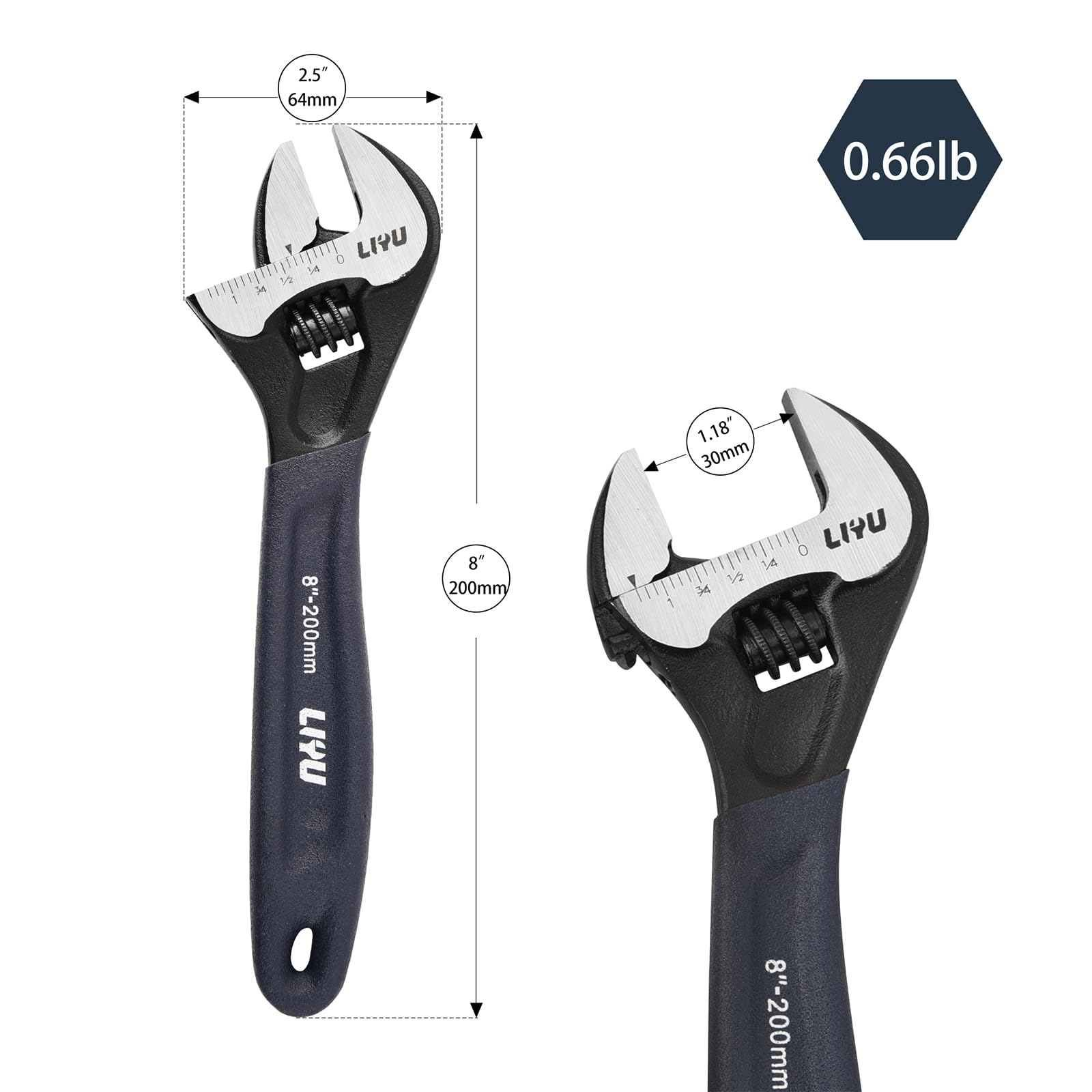 LIYU 8" Adjustable Wrench - Durable & Versatile -2