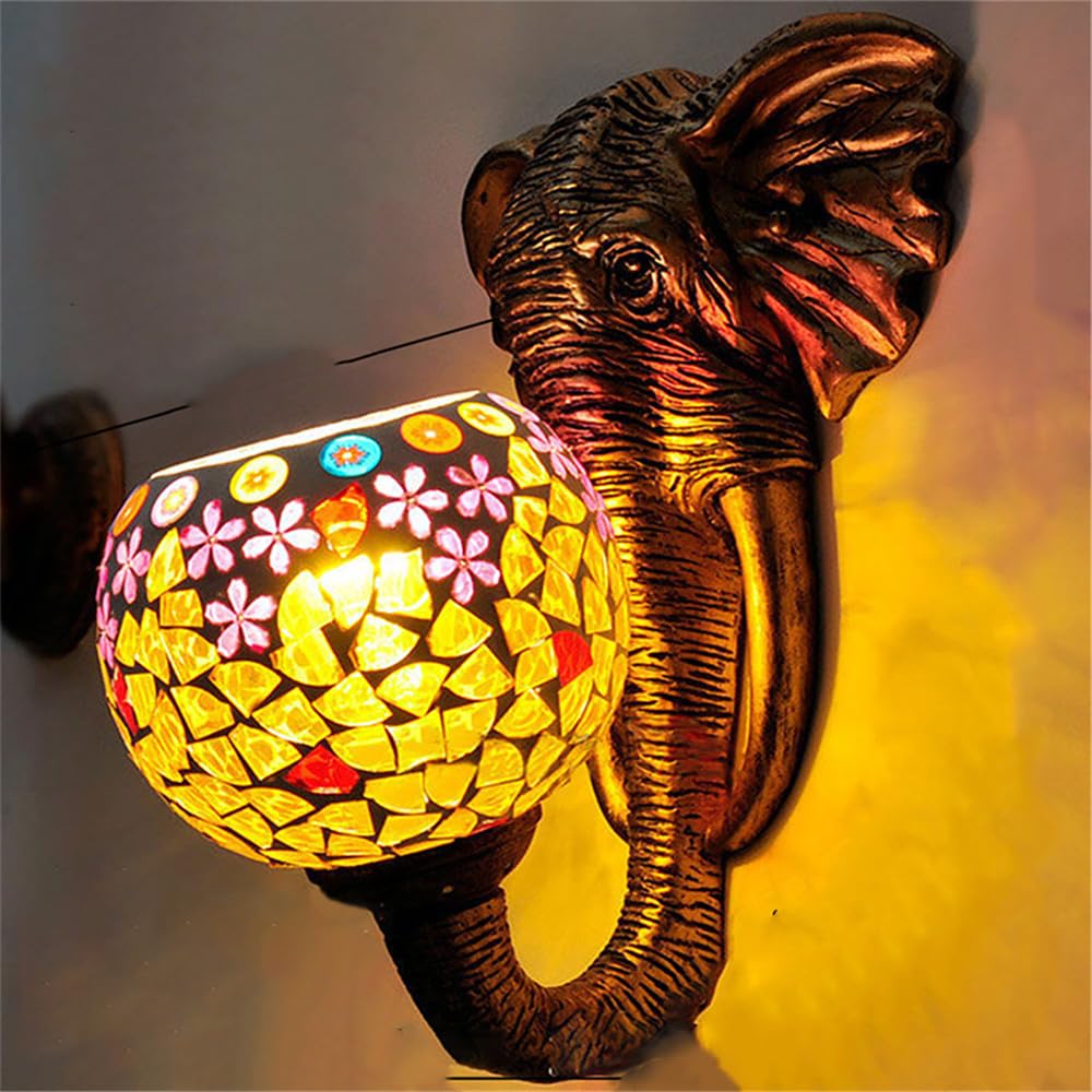 SXECAEPS Contemporary LED Elephant Wall Lamp for Living Room, Bedroom, Hallway, and Cafe Decoration - Creative Retro Style Lighting Fixture