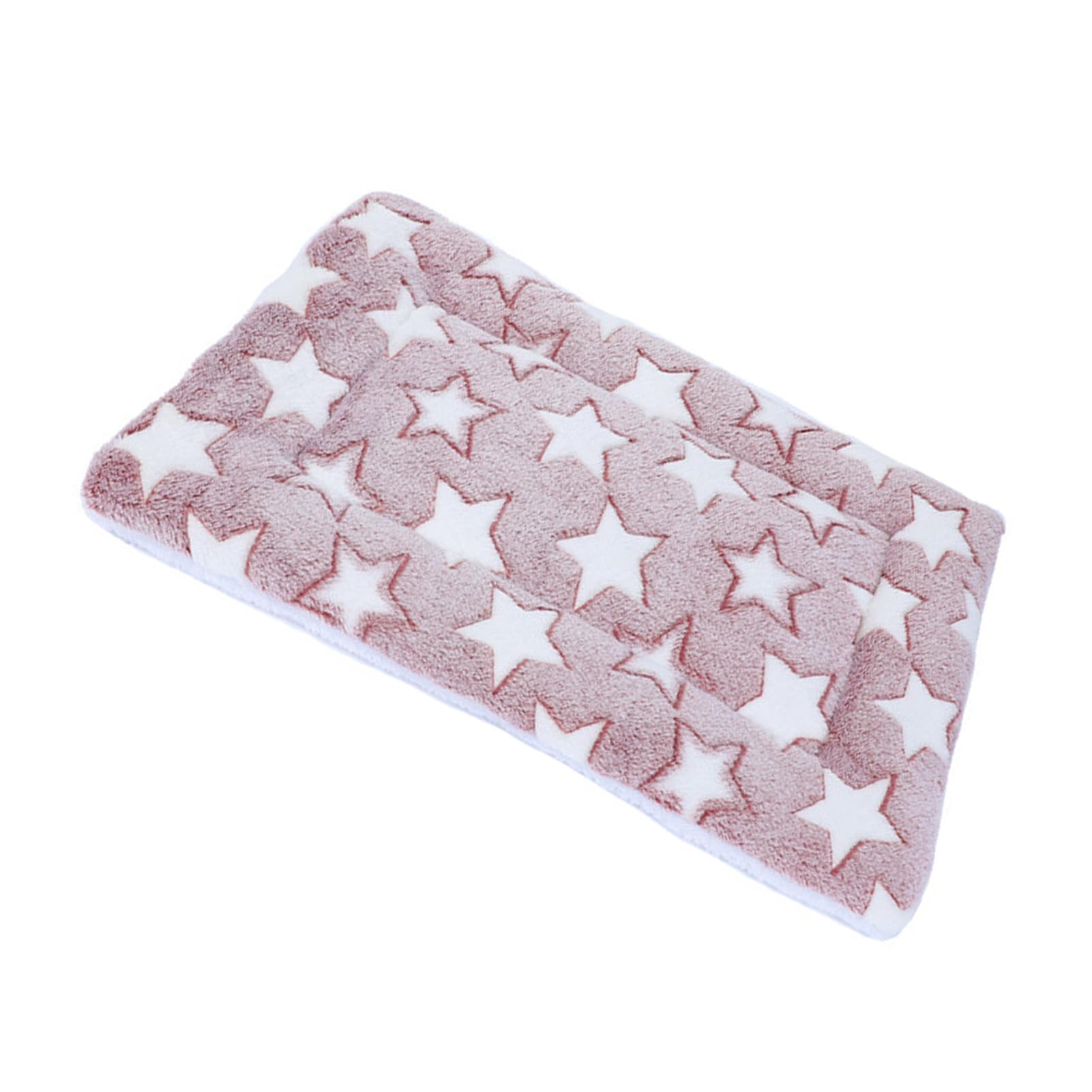Muiltvoe Dog Warm Mat, Double Sided Plush Lambswool Flannel Pet Sleeping Pad with Pink Star Pattern, for Cats Dogs Small Medium Pets (S)