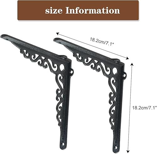 Miniatura 6 de Sungmor Soportes de estante de hierro fundido resistentes a la corrosión, resistentes a la corrosión en ángulo recto de 90 para colgar en la pared,
