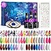 Skymore 23 Stück Nagellack Set, UV Gel Set gelfarben für nägel, mit Base Unterlack & Top Überlack, gelnägel farben für nägel, Nail Polish für Nail Art Nagel-Design, Sternenhimmel-Serie