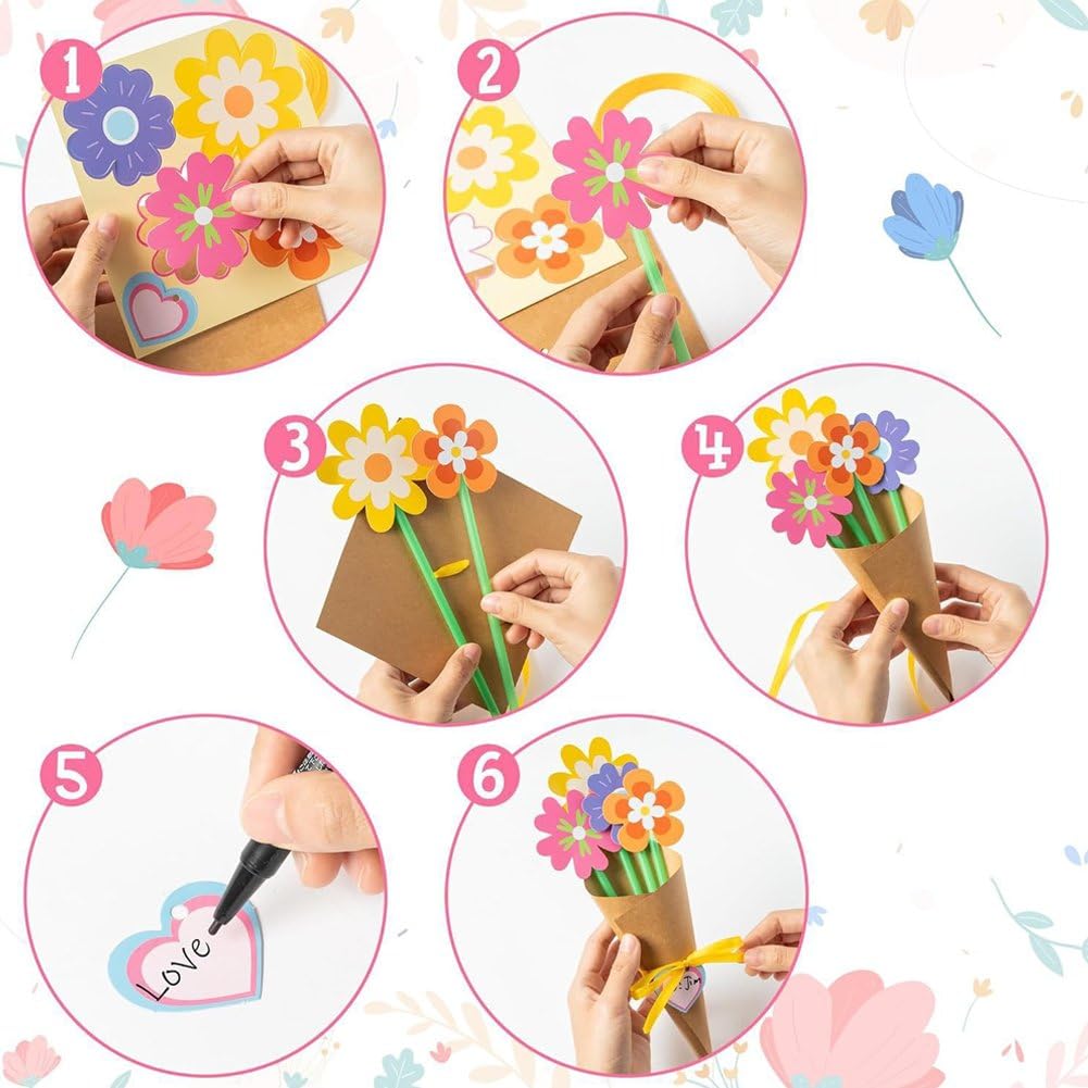 24 szt. DIY papierowy zestaw do rękodzieła, ręcznie wykonany materiał artystyczny na Dzień Matki do szkoły klasy domu wakacje