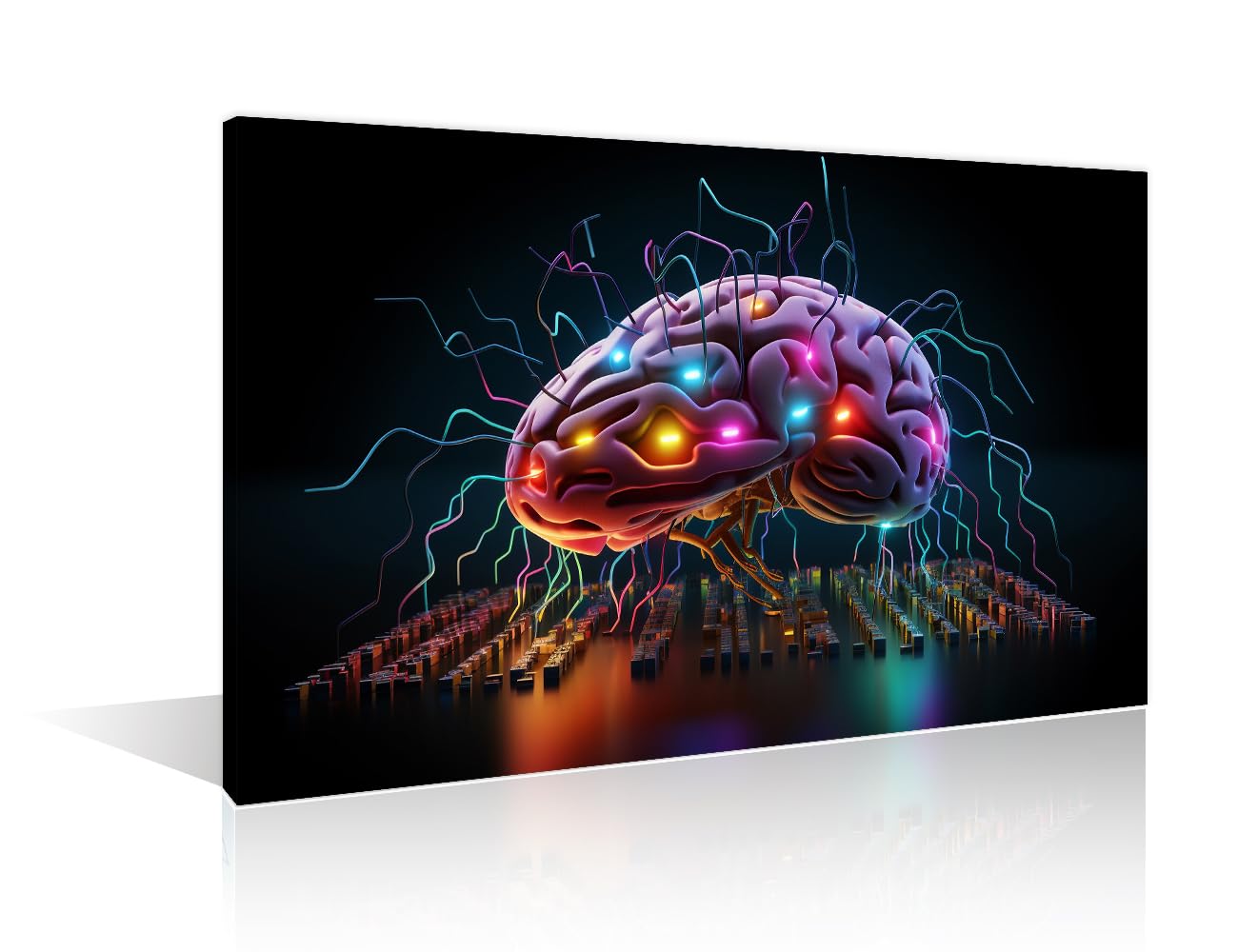 Human Brain Modern Artwork Wall Decor 1 Panel Artificial Intelligence Poster Anatomy Concept Pictures Bathroom Decor Wall Art Print on Canvas Framed Ready to Hang 24" Wx36 H