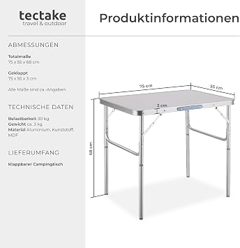 TecTake Folding Camping Table Garden Table Camping Furniture - Various Models