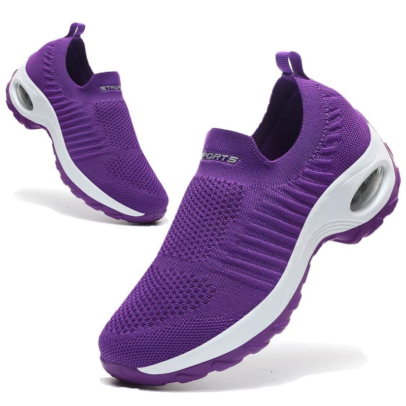 Hanani Basket Femme sans Lacets Chaussures de Sport pour Femme Legere Décontractées et Confortables Tendances Violet 38 EU