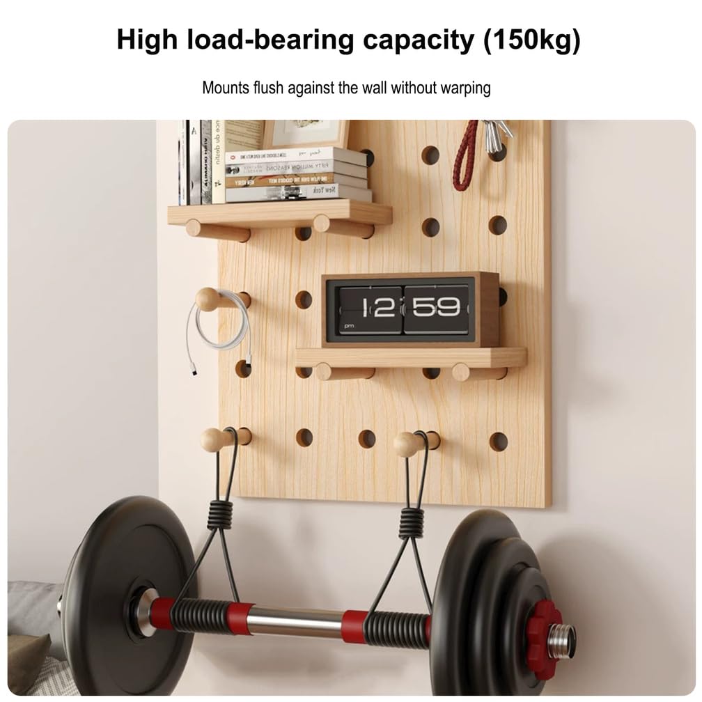 Sistema De Almacenamiento Modular De Paneles Perforados | Organizador de pared de madera con tablero perforado con estantes y ganchos para organizar la oficina, el dormitorio
