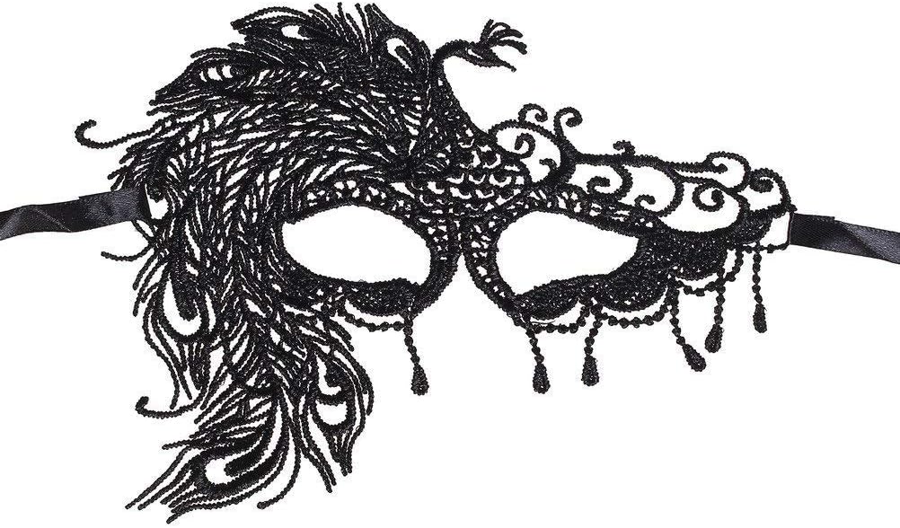 Lace Masquerade Mask Halloween Eyemask Venetian Masks Sexy Lady Girl Lace Eye Mask for Halloween Costume Ball Carnival Party, Black