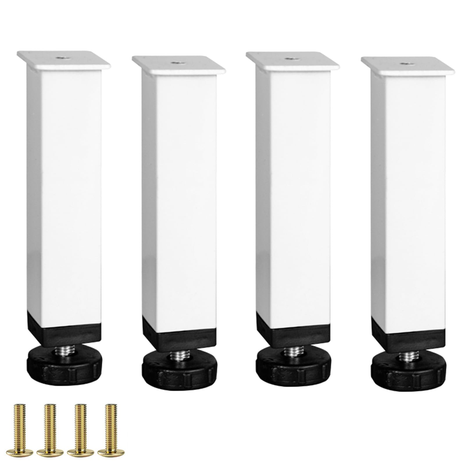 Lot de 4 pieds de support de lit en métal avec vis - Blanc - 28 cm de hauteur