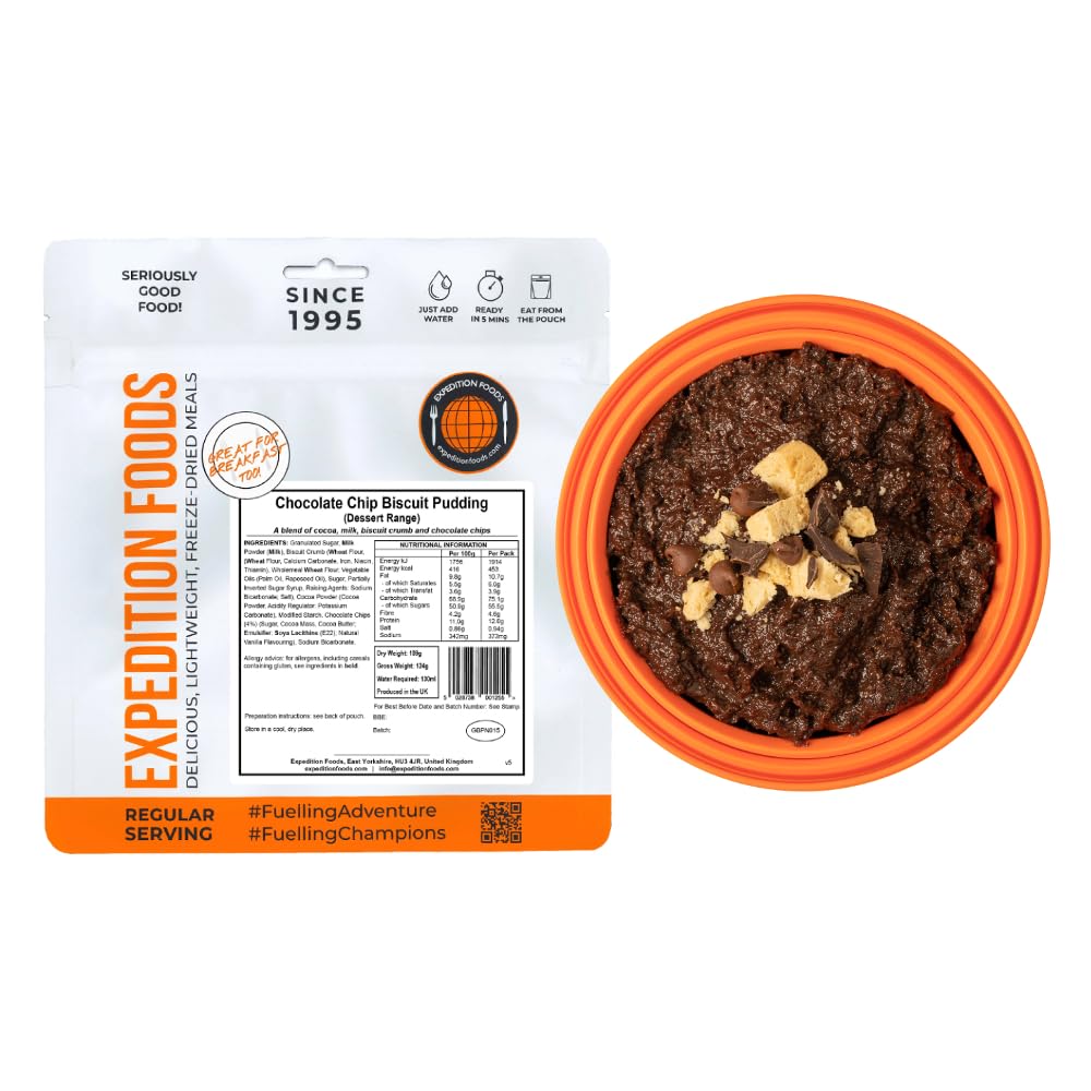 EXPEDITION FOODS Chocolate Chip Biscuit Pudding (Breakfast/Dessert Range) | Freeze-Dried Camping & Hiking Food