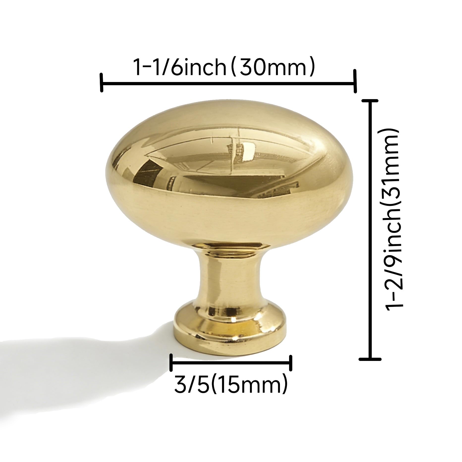 KHTUMEWARE-SB284 Solid Brass Oval Knob, Antique Brass, 1-3/16 in (30 mm), 5-Pack in Antique Brass — KHTUMEWARE