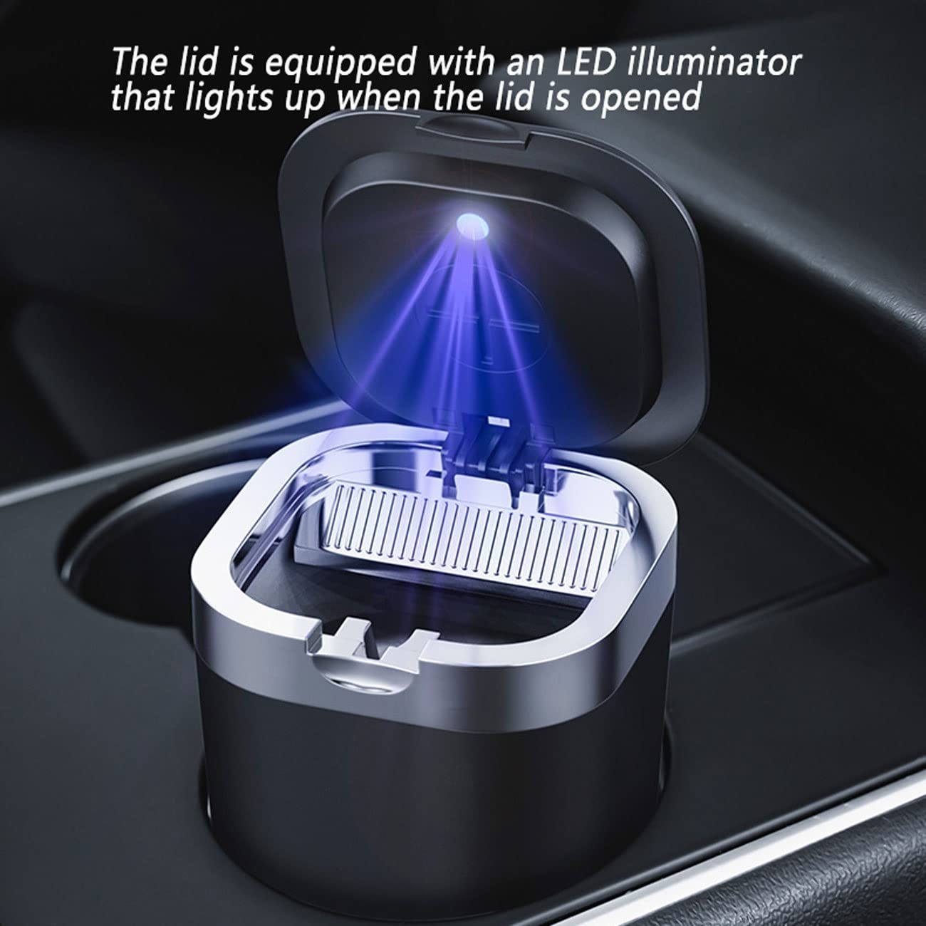 Cendrier de voiture multifonction avec lumière LED, facile à démonter et à nettoyer, parfait pour la décoration intérieure de voiture, design compact pour plus de commodité