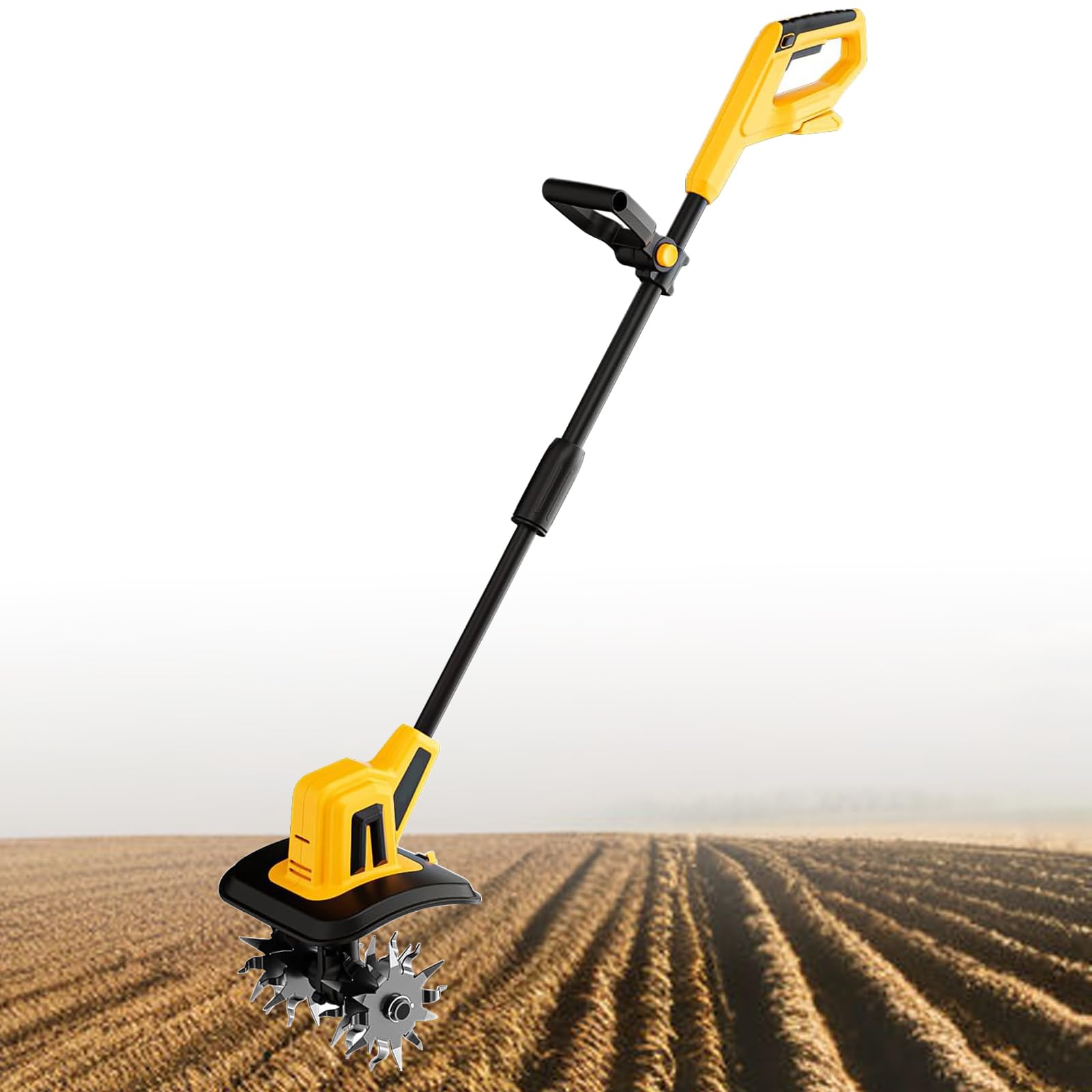 Cultivador eléctrico de jardín, rotovador de jardín ligero, escarificador de césped con 4 cuchillas, mango ajustable, 22 cm de ancho, 16 cm de profundidad, para suelo