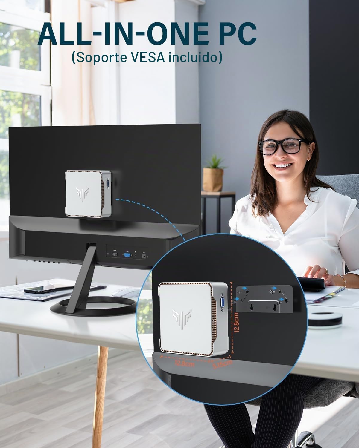 NiPoGi Mini PC 1024GB(1TB) M.2 SSD,12ª Gen Intel Alder Lake-ɴ95 (hasta 3,4 GHz, 15W TDP),16GB DDR4 Ordenadores, 4K Computador 2xHDMI/VGA/WiFi 5/BT4.2/RJ45 for Escuela Educación Oficina