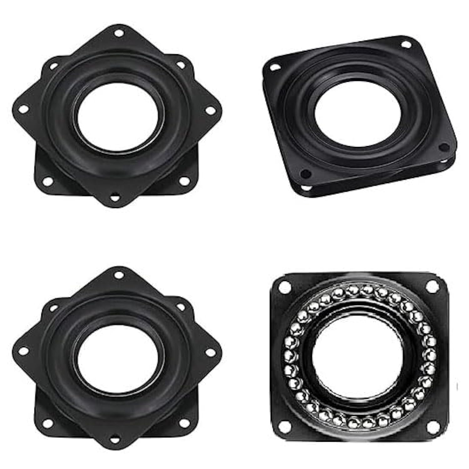 4 Pcs Square Rotating Swivel Plate, Black Lazy Susan Turntable Bearing, 360° Rotating Lazy Susan Turntable Bearing - Perfect For Bar Stools, Chairs, And More