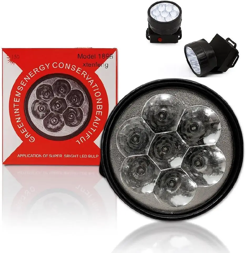 Lanterna de Cabeça LED 7 Luzes para Ciclista, Capacete de Bike com Sinalizador, Iluminação Recarregável para Camping e Atividades Noturnas