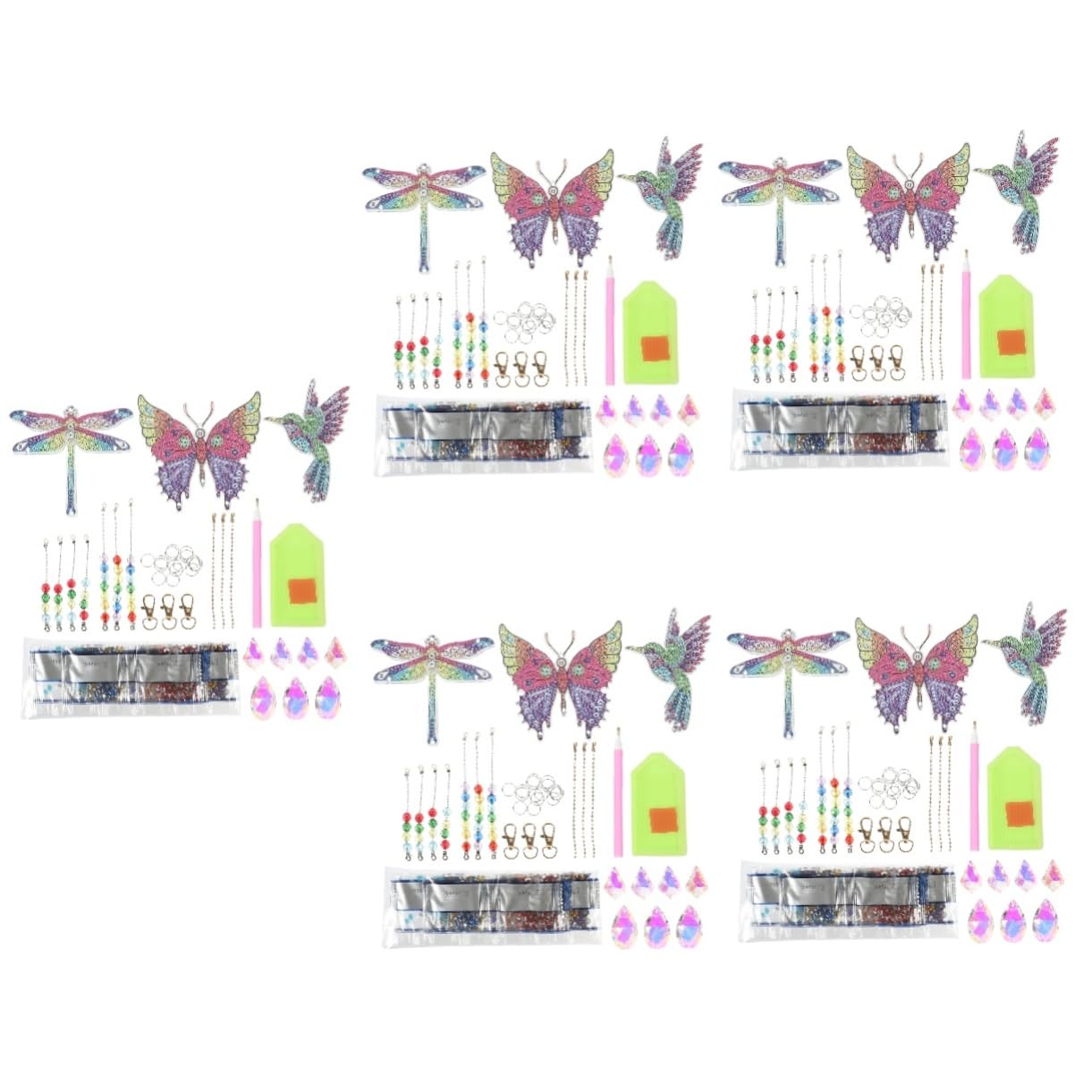 ibasenice 5 Sätze Diamanten DIY Windspiel Set Teiliges Suncatcher mit Schmetterlingen Hängende Dekoration für Fenster Balkon Zimmer Büro Kreative Bastelideen für Zuhause