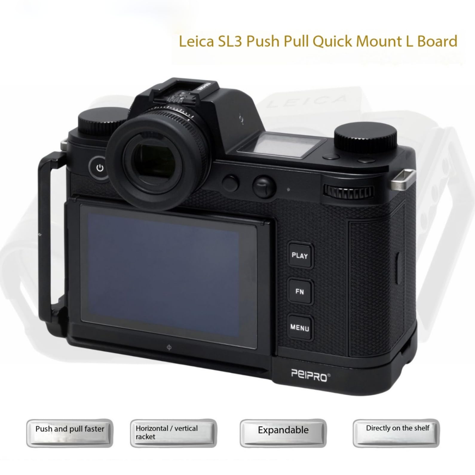 PEIPRO SL3 uchwyt płytowy L do aparatu Leica SL3, poziomy i pionowy uchwyt kamery z szybkim zapięciem Push-Pull, wykonany z aluminium
