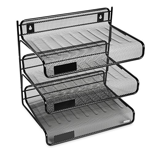 Rolodex Mesh Collection 3-Tier Desk Shelf, Letter-Size, Black (22341)