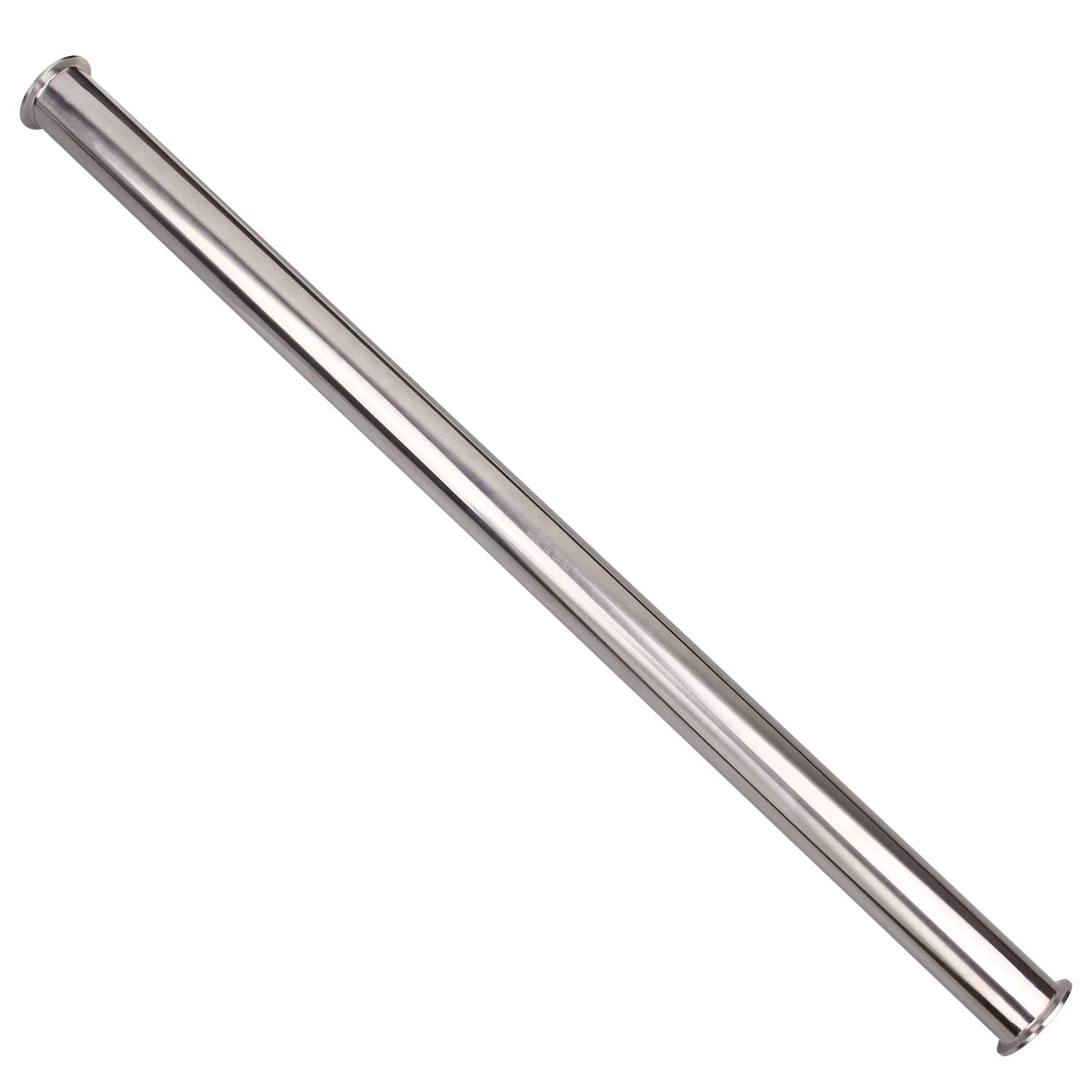 Dernord Tubo de bobina sanitaria con extremos de abrazadera, tubo redondo sin costuras de acero inoxidable 304 con abrazadera triple de 2 pulgadas, brida de virola de 64 mm