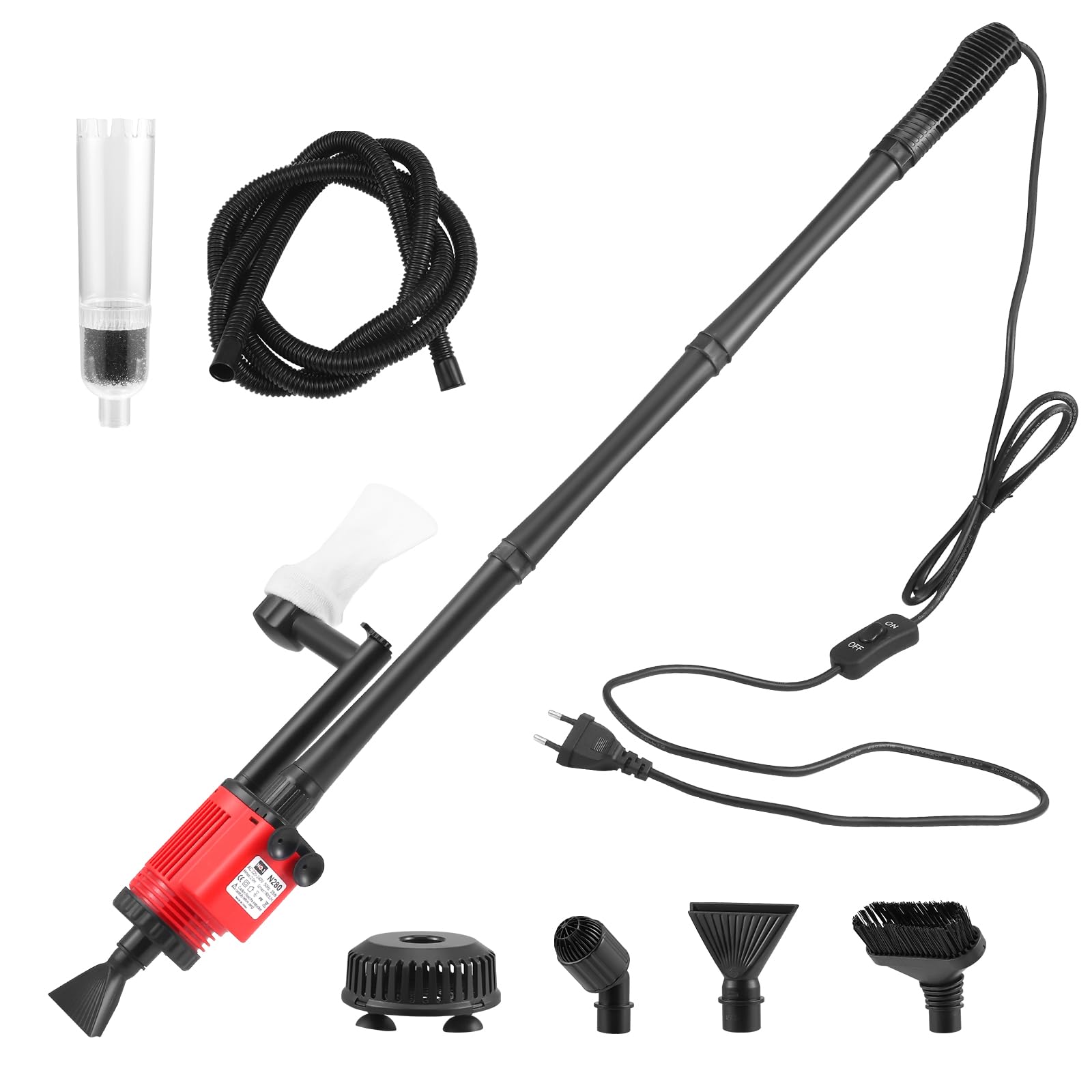Pulitore Elettrico per Acquario, Aspiraghiaia Elettrico per Acquari 6 in 1, Pulizia Ghiaia e Sabbia, Aspirapolvere Acquario 28W, per Cambio Acqua, Pulizia Sabbia, Rimozione Sporco, Filtraggio