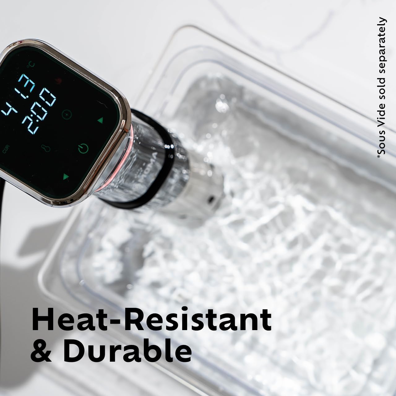 Sous Vide Precision Cooker & 12 Quart Water Container with Free Cookbook, 1100W Ultra-Quiet Motor, IPX7 Waterproof, Smart Chip Technology, Perfectly Cooked Meals