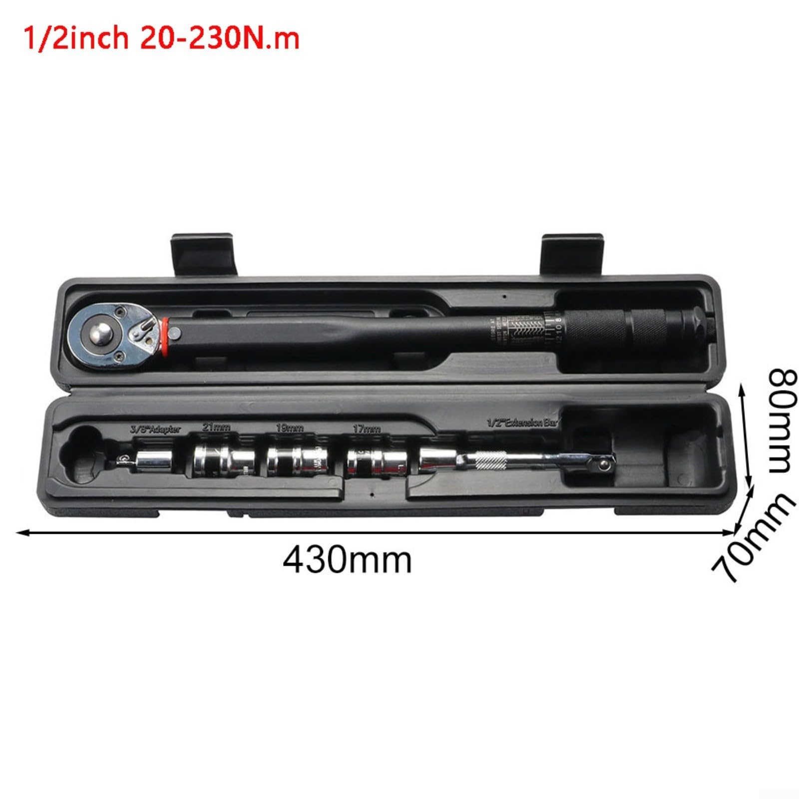 Klucz dynamometryczny, napęd 1/5.1 cm regulowany klucz grzechotkowy 28-210 Nm metalowe narzędzie ręczne do samochodów ciężarowych i rowerów, naprawa warsztatu, 1 szt. (A)