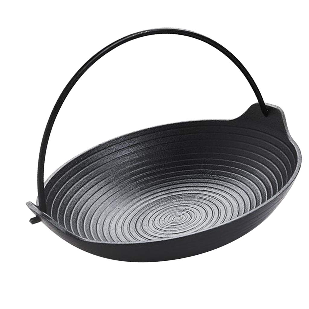 FLAMEER 20cm 24cm Cast Iron Skillet Round Frying Pan Grill Griddle & Handle - Black, 20cm