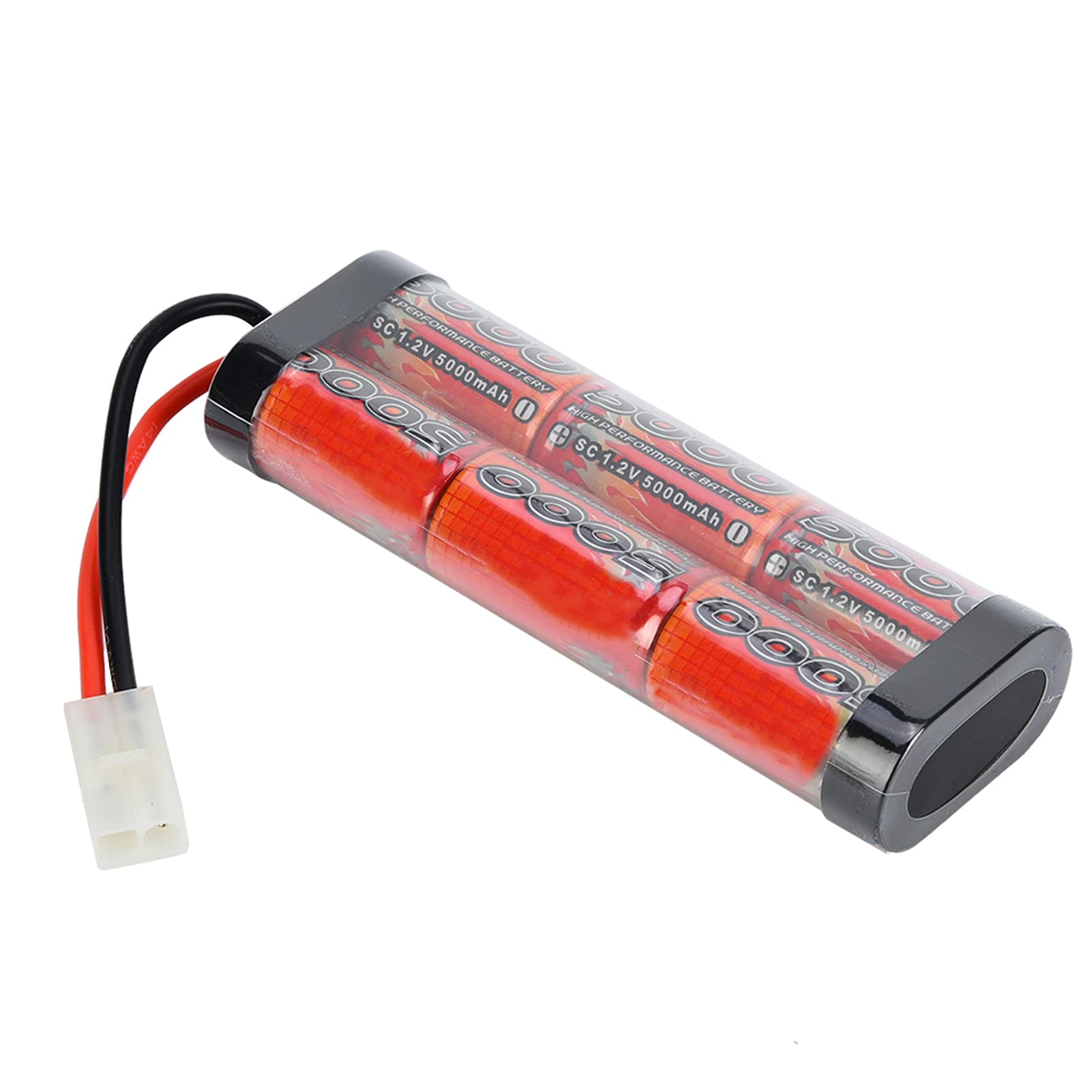 CHICIRIS Batteria Batteria da 5000MAH Ni MH 7.2V 5000MAH NIMH Ricaricabile Ad Alta capacità RC con Connettore per Auto da Corsa RC HPI Associata (BLACK)
