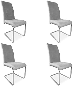 amuéblate online - Pack de 4 Sillas Tapizadas para Salón, Comedor, Acabadas en Marengo con Patas Cromadas, Modelo Aris, Medidas: 42,5 cm (Ancho) x 52 cm (Fondo) x 99 cm (Alto)