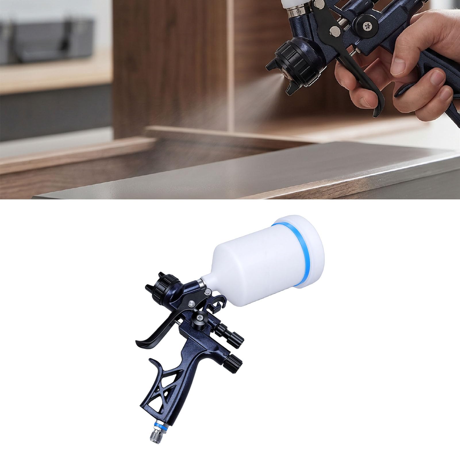 Fockety Pistolet Lakierniczy Hvlp Ze Stopu Aluminium, Z Kubkiem Wielokrotnego UżYtku O PojemnośCi 600 Ml I Precyzyjną Dyszą 1,7 Mm – Idealny Do Lakierowania SamochodóW, Mebli I ElementóW