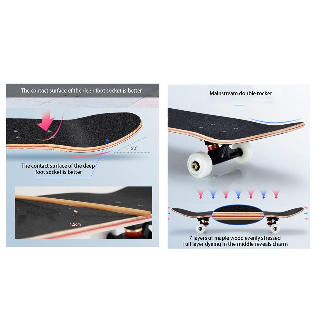 TXTC 31''x 8 '' Complete Longboard for Les Débutants Enfants Garçons Filles Jeunes Adultes, Planches À roulettes Standard avec 7 Lays Érable Pont Skateboards Pro, De Skateboard Longboard (Color : B)