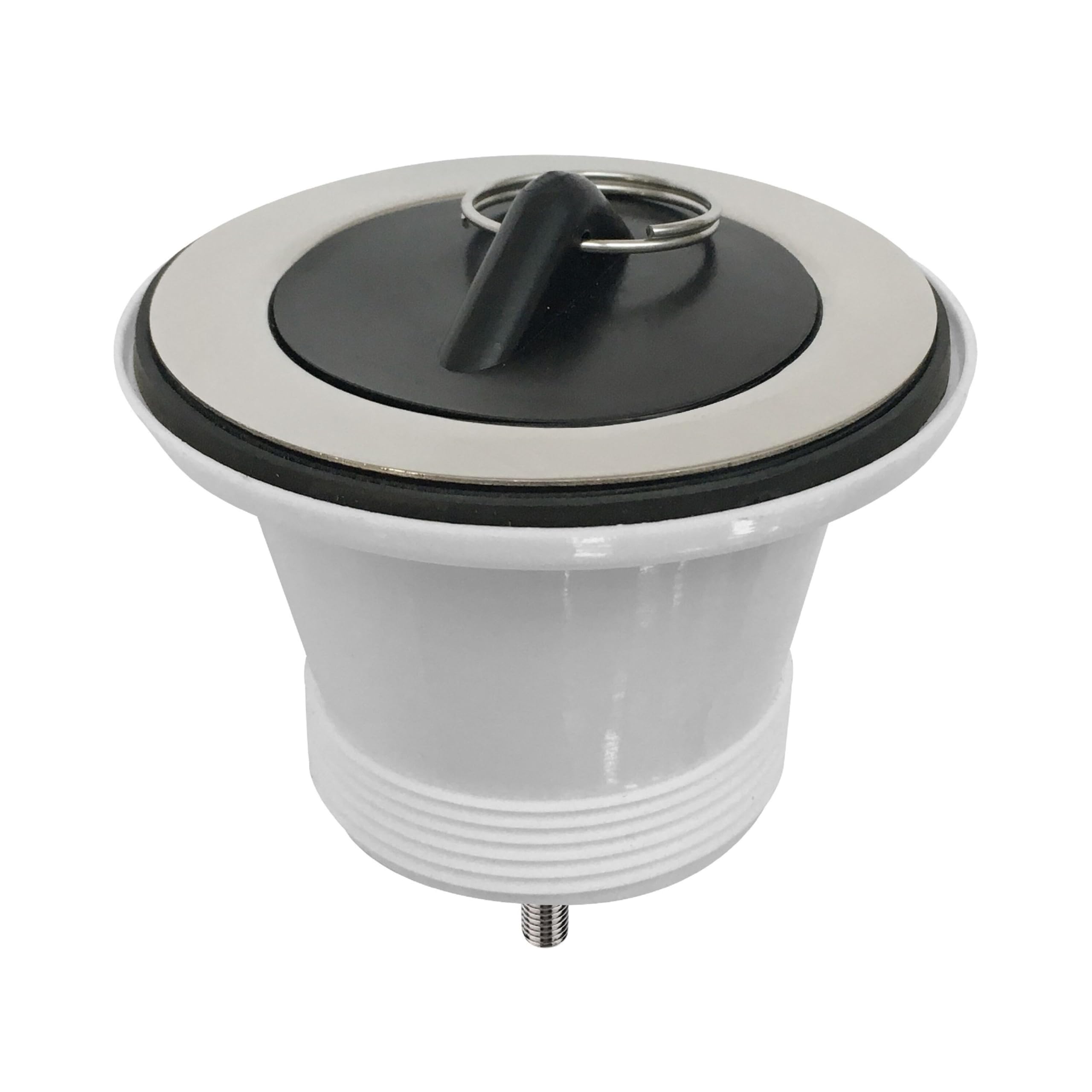 Balterley Cleaners Sink Waste with Plug, Chrome Waste with Black Stopper Plug for Utility Sinks, Laundry Basins and Cleaners Sinks, 2 inch Sink Connection - 85 x 85 x 55mm (Chrome)