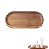 LIFTATAPA Small Wooden Tray, Oval Wood Serving Trays, Acacia Wood Platter for Coffee Tables, Dessert, Snack, Fruit, Bathroom Tray Charcuterie Board for Home Decor (M)