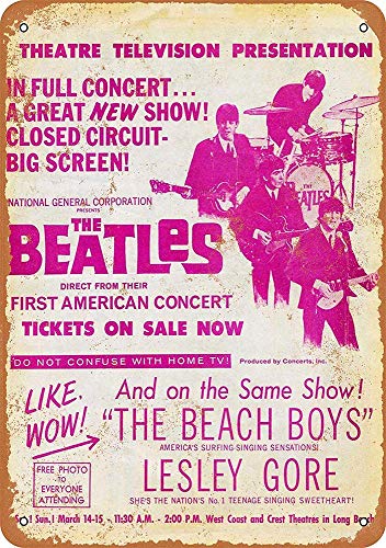 BIT SITNG Beatles First American Concert TV Show Vintage Metal Tin Sign Poster Living invite Plaque en aluminium 20,3 x… - Les Beatles, Paul McCartney, John Lennon, RIngo Starr, George Harrison BIT SITNG Beatles First American Concert TV Show Vintage Metal Tin Sign Poster Living invite Plaque en aluminium 20,3 x…