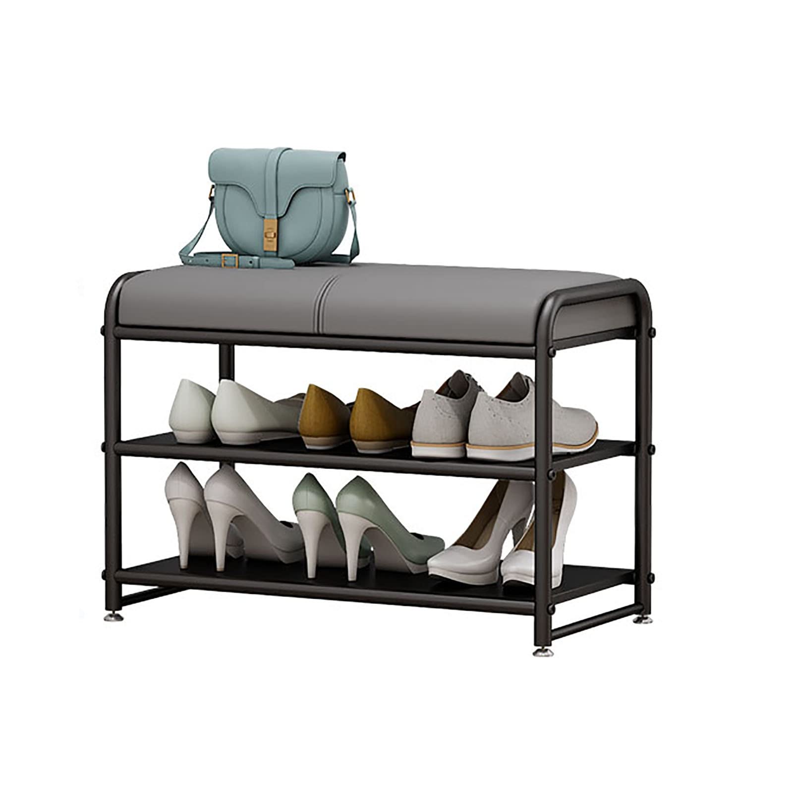 SXZenSpace Shoe Cabinets Living room shoe changing stool,sittable cabinet,iron simple rack (Size:70cm*32.5cm*48cm)