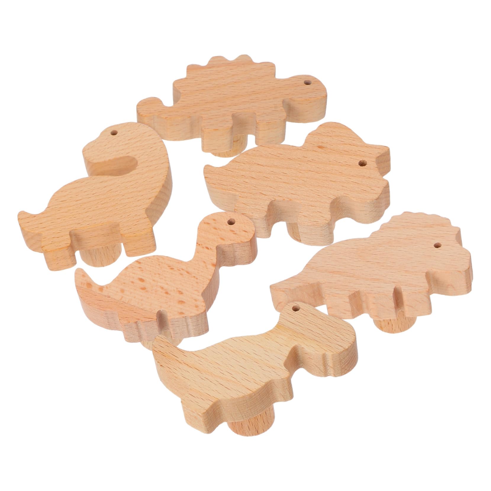 Unomor Cute Dinosaur Shape Knobs Set Wooden Boys and Girls' Dresser Handles Screws Adhesive for Nursery Furniture
