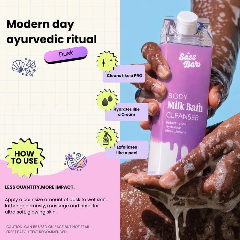 Image of Dusk Exfoliating Bodywash Cleanser for Men, 470ml | 2% LacticAcid, Centella Asiatica & 3 Vegan Milk | Paraben & SLS Free |Body Wash Shower Gel for Women | Prevents Dry, Rough, Bumpy Skin