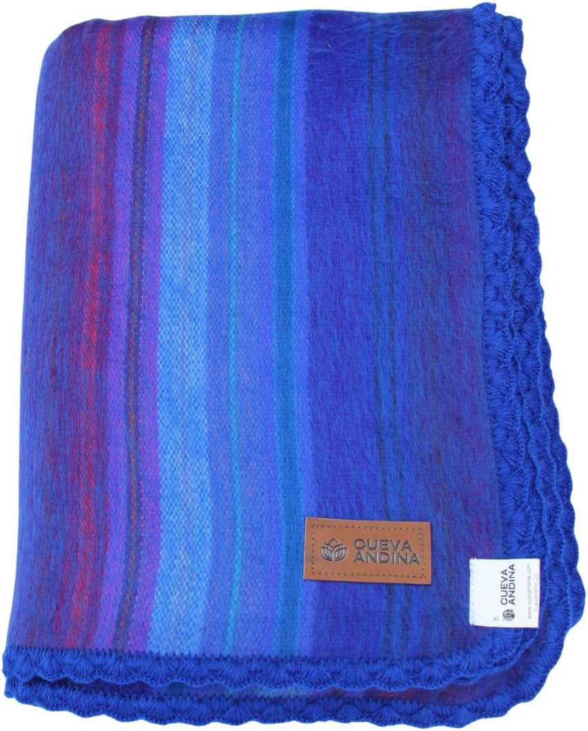 Alpaca Wool Blanket Throw - Beautiful & Warm, 83 x 63 inches, Ultra-Soft, Hypoallergenic and Breathable. Purple Color