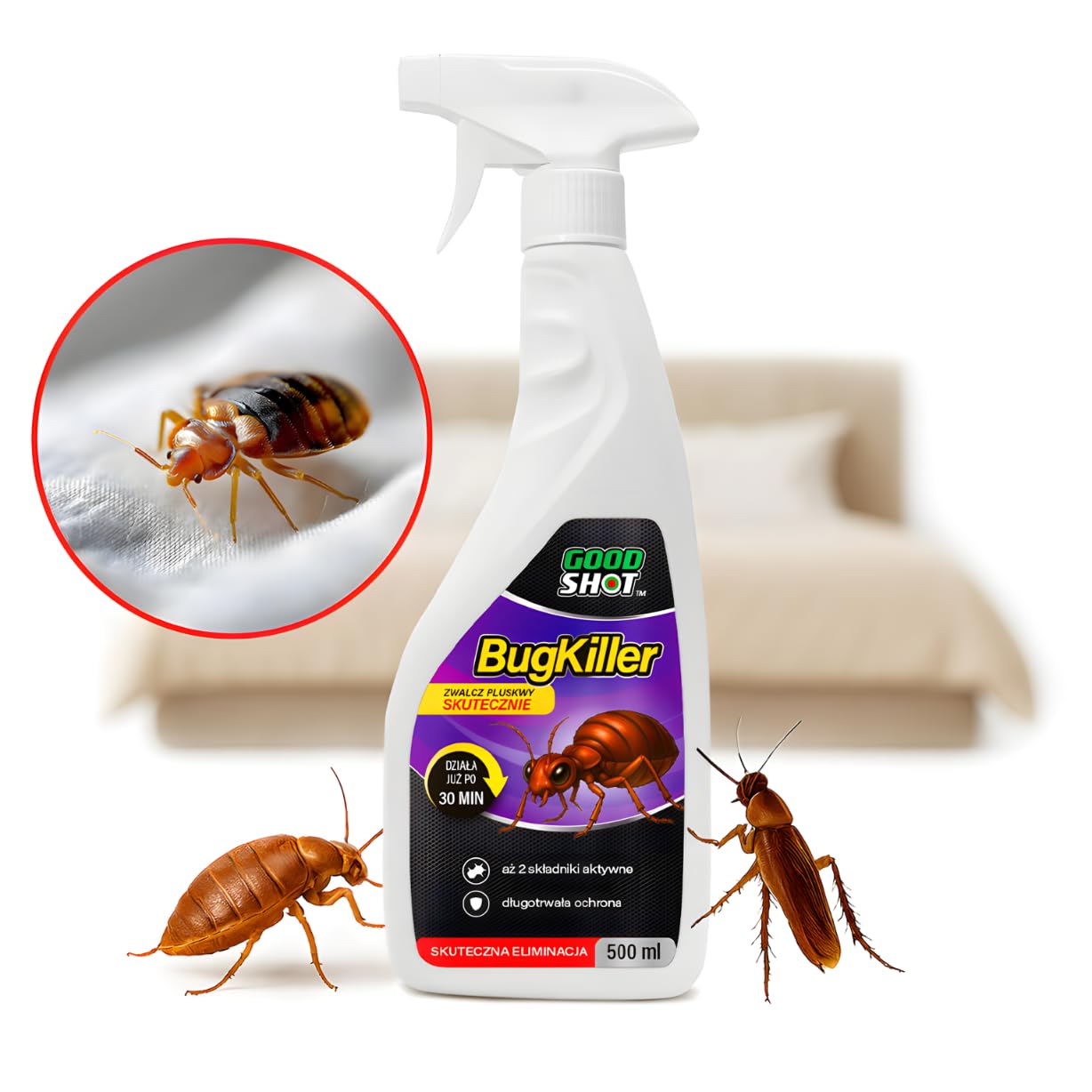 GOODSHOT Zestaw Spray 300ml + Płyn 500ml na Pluskwy