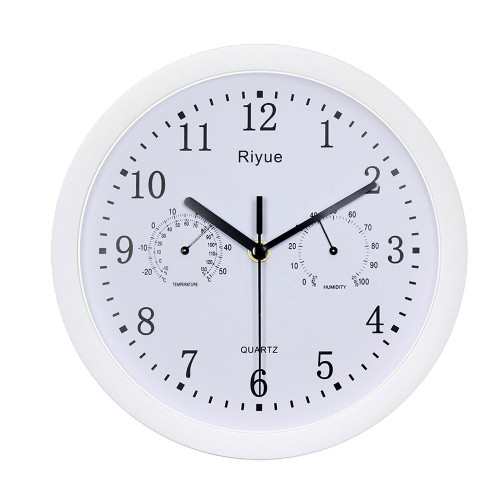 Buxuaaaa 10Inch Thermometer and Hygrometer Wall Clock Wall Mounted Round Hanging Clock Indoor Bedroom Home Decorations Gift Thermometer and Hygrometer
