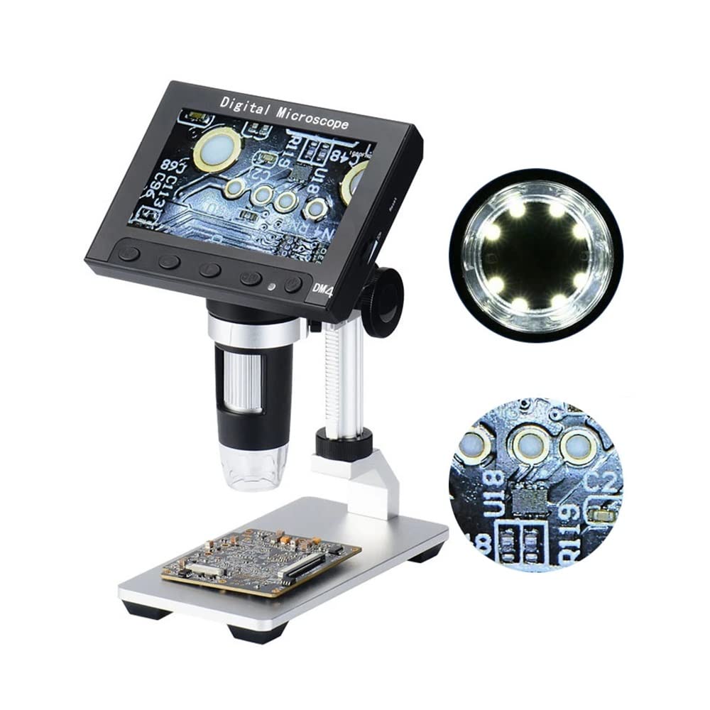 Akcesoria do mikroskopu podświetlany LED mikroskop przemysłowy 1000X USB, ekran 720P 4,3 cala 5 MP cyfrowa lupa z uchwytem trwałość i niezawodna wydajność