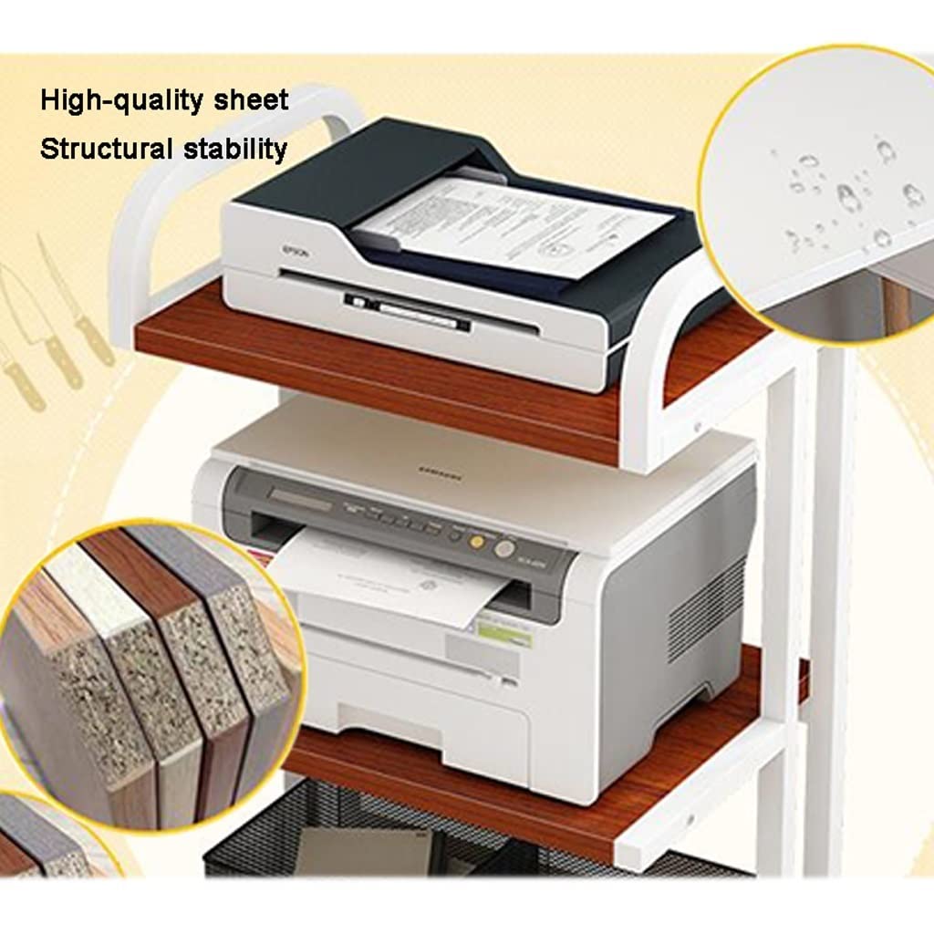 Soporte Para Impresora Soporte de carro de impresora de 3 niveles con ruedas, estante de almacenamiento multiusos, organizador de papel de oficina for suministros de oficina en casa, estante de almace