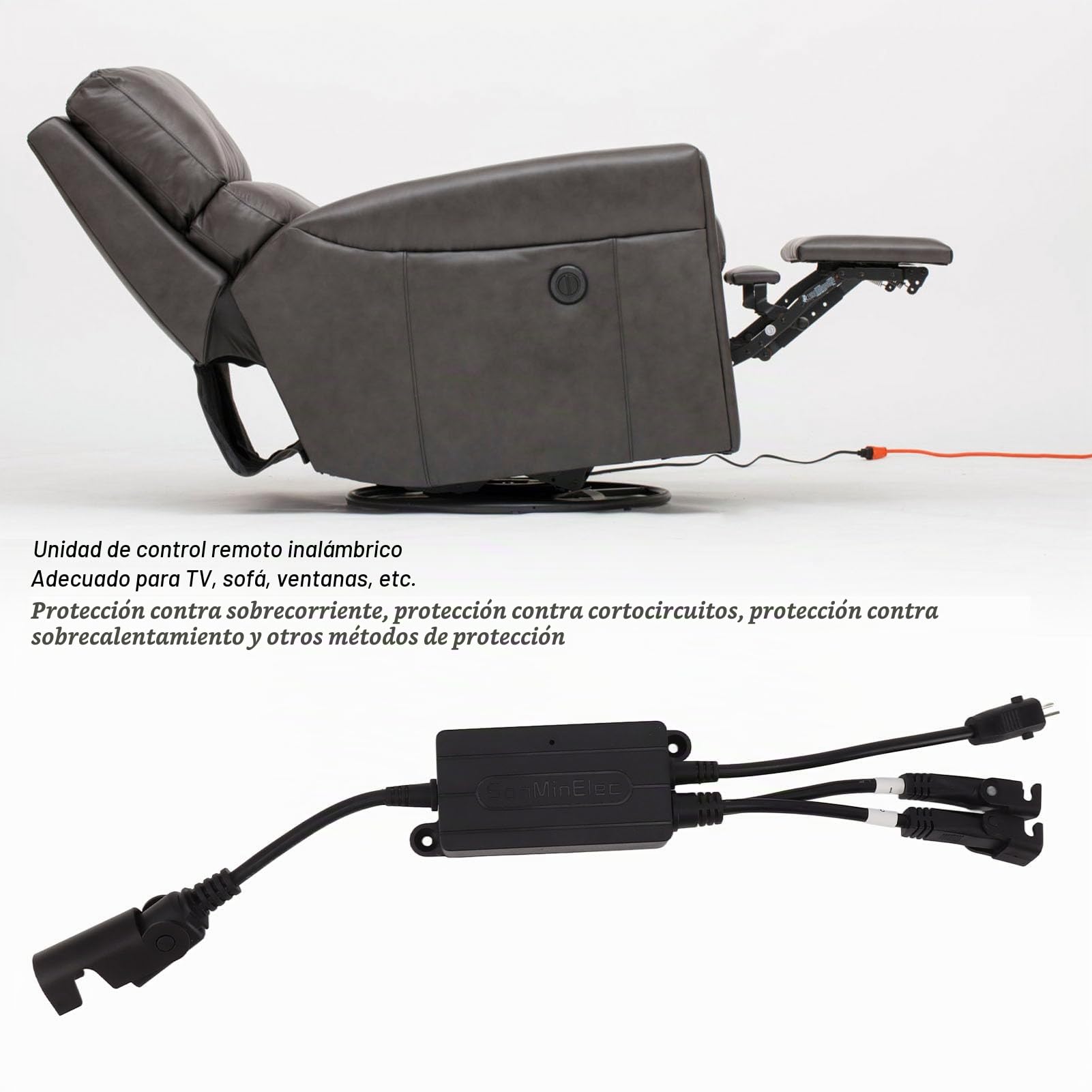 Sillón Reclinable Inalámbrico con Control Manual, Sillón Reclinable de un Motor, Controlador Inalámbrico, sofá Eléctrico, Mando a Distancia para Sala de Estar
