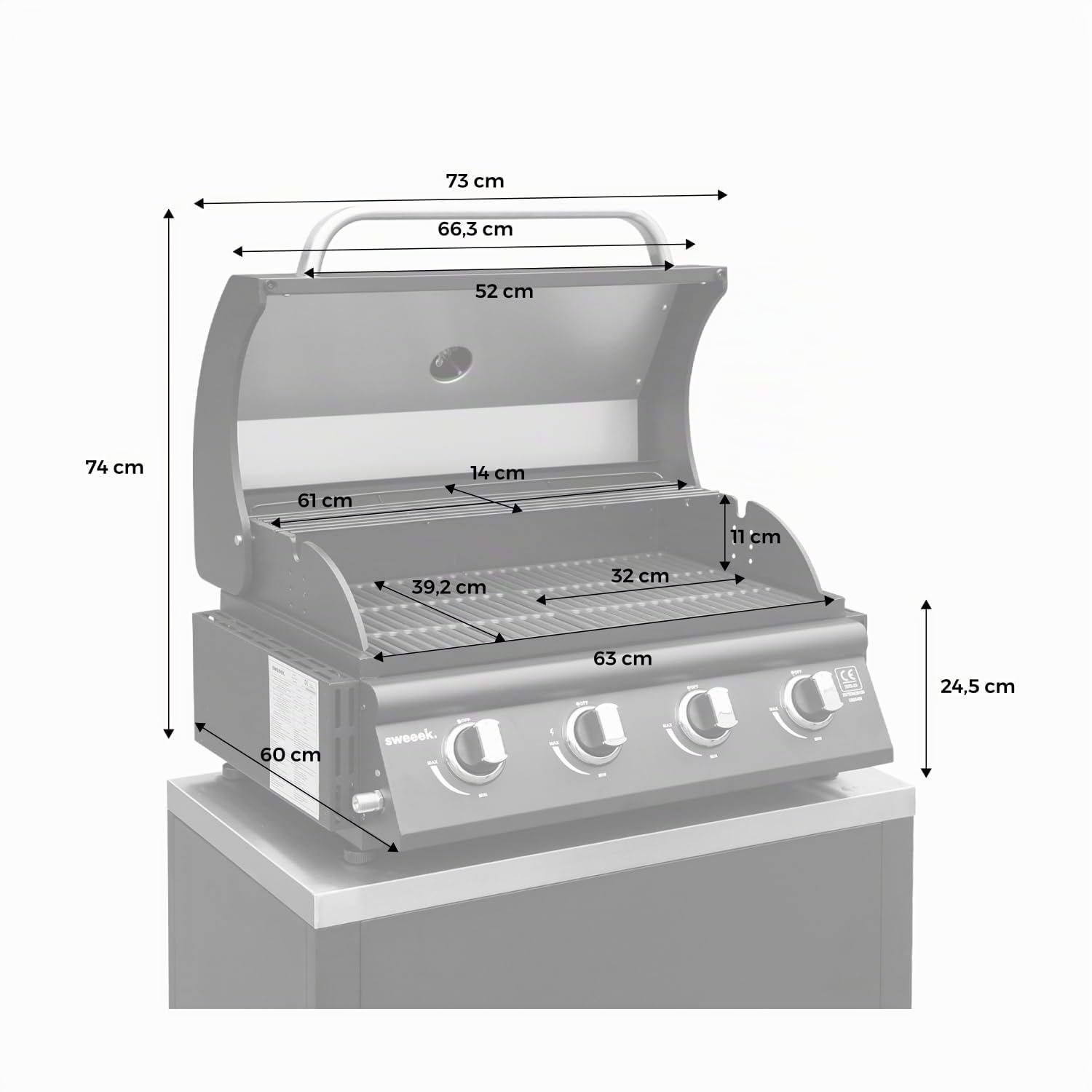 Alice's Garden Barbecue a Gas a 4 bruciatori Nero - 73x60x74 cm